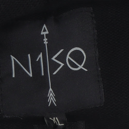 N1SQ Men's Black XL Full Zip Cotton Hoodie with Drawstring