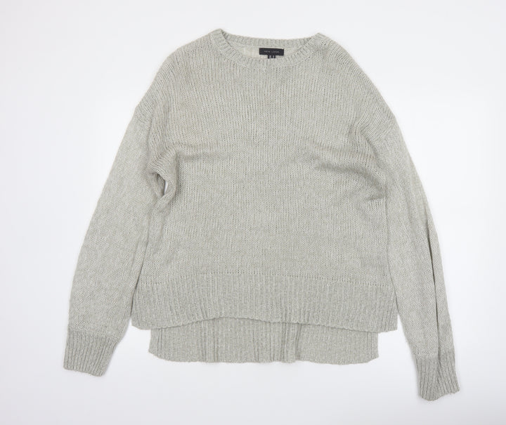 New Look Women Grey Knit Acrylic Crew Neck Pullover Jumper Size M