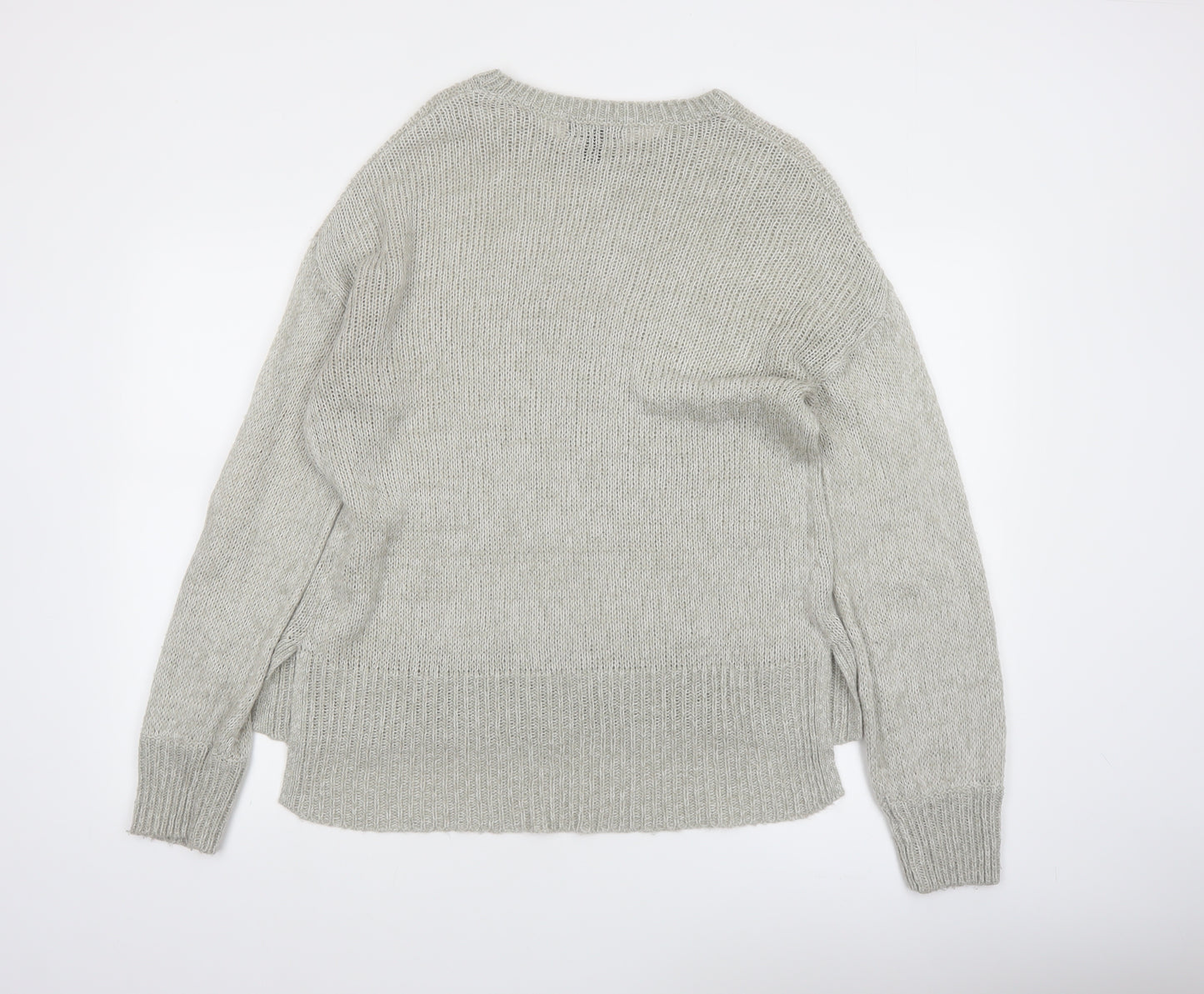 New Look Women Grey Knit Acrylic Crew Neck Pullover Jumper Size M