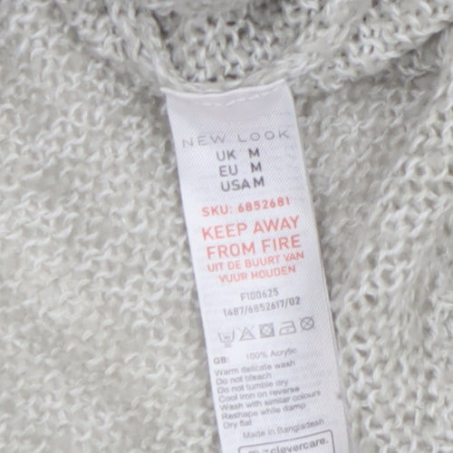 New Look Women Grey Knit Acrylic Crew Neck Pullover Jumper Size M