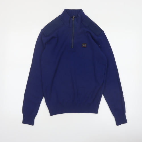 Paul & Shark Men’s Blue Wool Blend 1/2 Zip Jumper Size S