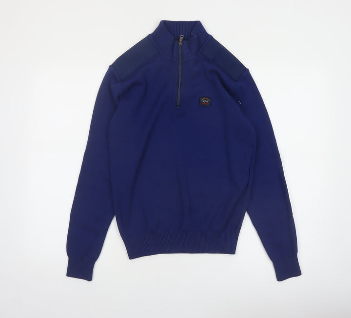 Paul & Shark Men’s Blue Wool Blend 1/2 Zip Jumper Size S
