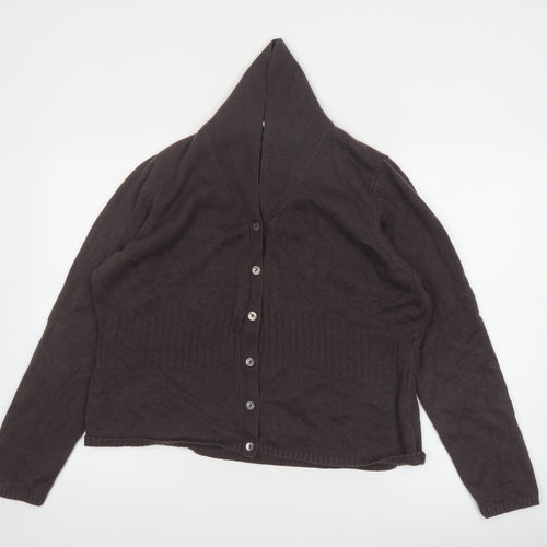 Marks and Spencer Women Brown Silk Cashmere Hooded Cardigan UK 20