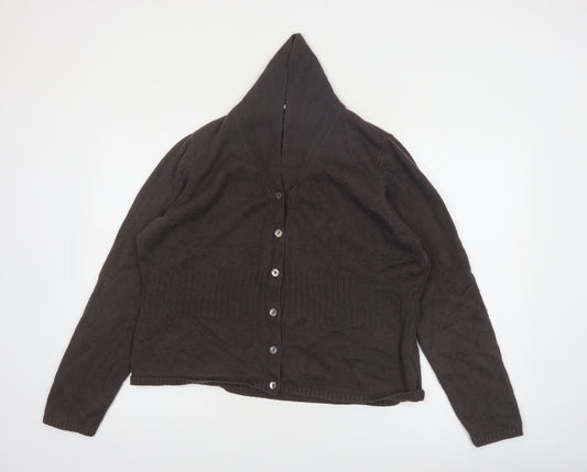 Marks and Spencer Women Brown Silk Cashmere Hooded Cardigan UK 20