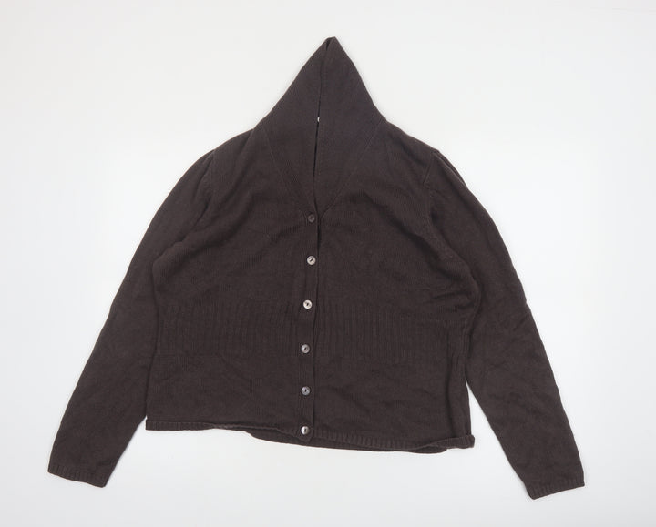 Marks and Spencer Women Brown Silk Cashmere Hooded Cardigan UK 20