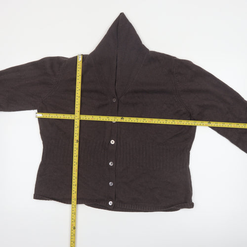 Marks and Spencer Women Brown Silk Cashmere Hooded Cardigan UK 20