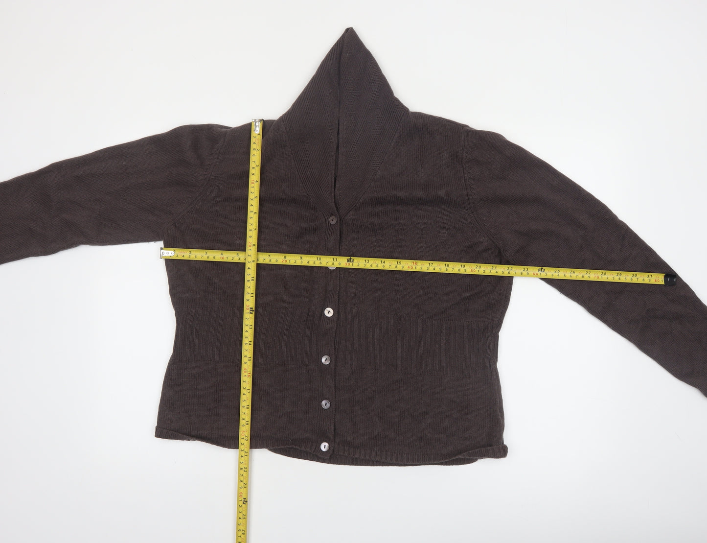 Marks and Spencer Women Brown Silk Cashmere Hooded Cardigan UK 20