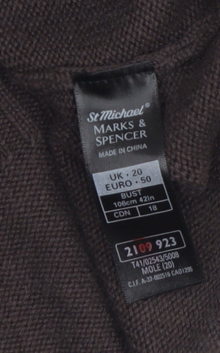 Marks and Spencer Women Brown Silk Cashmere Hooded Cardigan UK 20