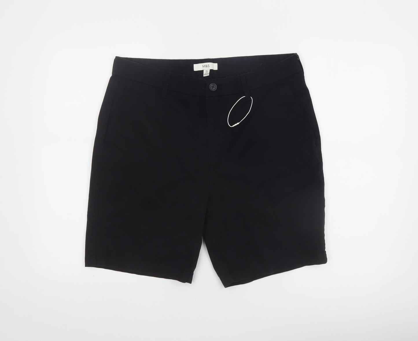 Marks and Spencer Men's Black 34 Chino Shorts Regular Fit
