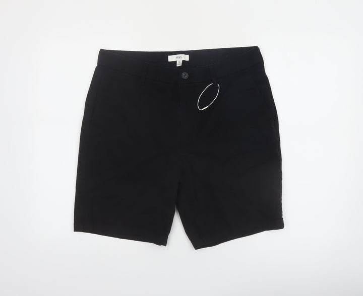 Marks and Spencer Men's Black 34 Chino Shorts Regular Fit