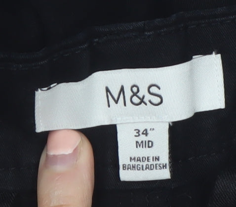 Marks and Spencer Men's Black 34 Chino Shorts Regular Fit