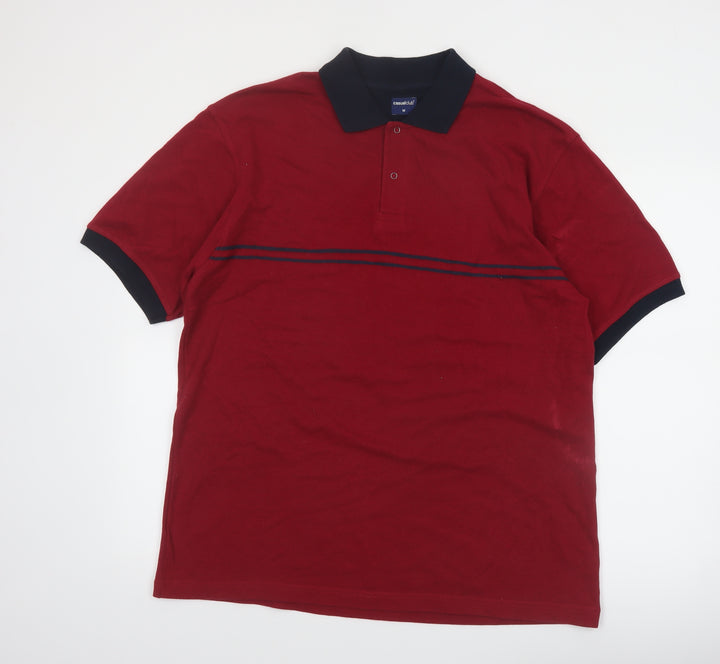 Casual Club Men's Red Cotton Polo Shirt Size M