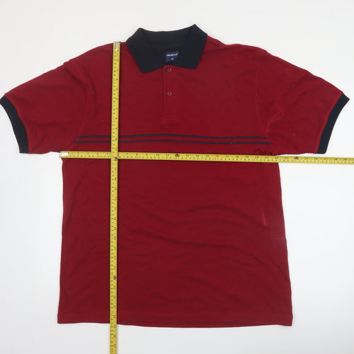 Casual Club Men's Red Cotton Polo Shirt Size M