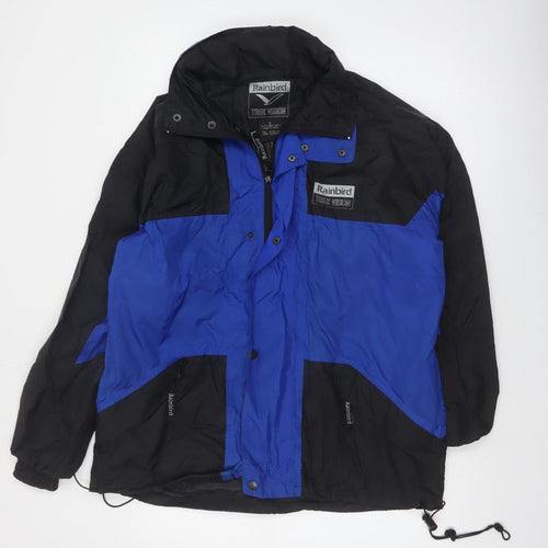 Rainbird Mens Blue Black Waterproof Hooded Windbreaker Jacket S