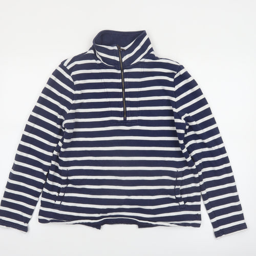 Joules Womens Navy White Striped 1/2 Zip Pullover Sweatshirt Size 10