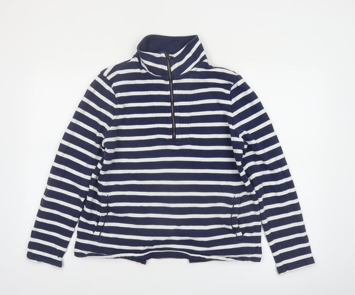 Joules Womens Navy White Striped 1/2 Zip Pullover Sweatshirt Size 10