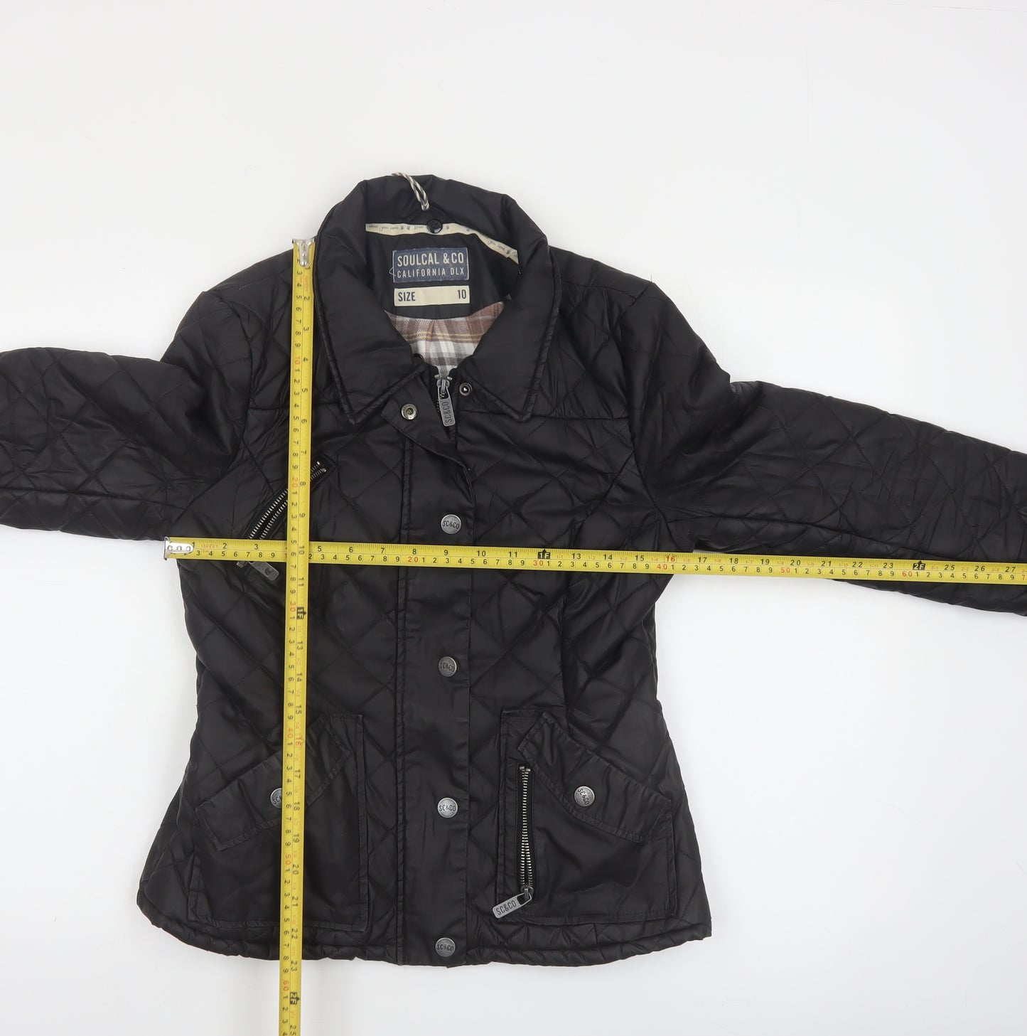 SoulCal & Co Women's Black Quilted Cotton Jacket Size 10