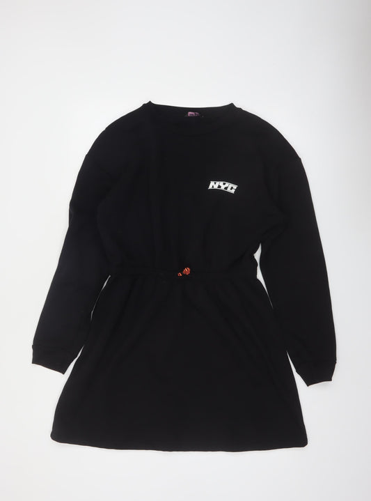 Candy Couture Girls Black NYC T-Shirt Dress Age 13 Long Sleeve Casual