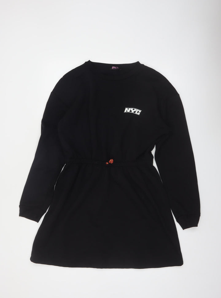 Candy Couture Girls Black NYC T-Shirt Dress Age 13 Long Sleeve Casual