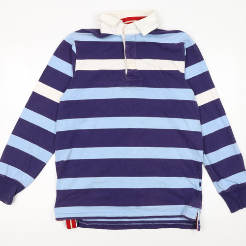Boden Men’s Blue Striped Long Sleeve Rugby Polo Shirt Size S