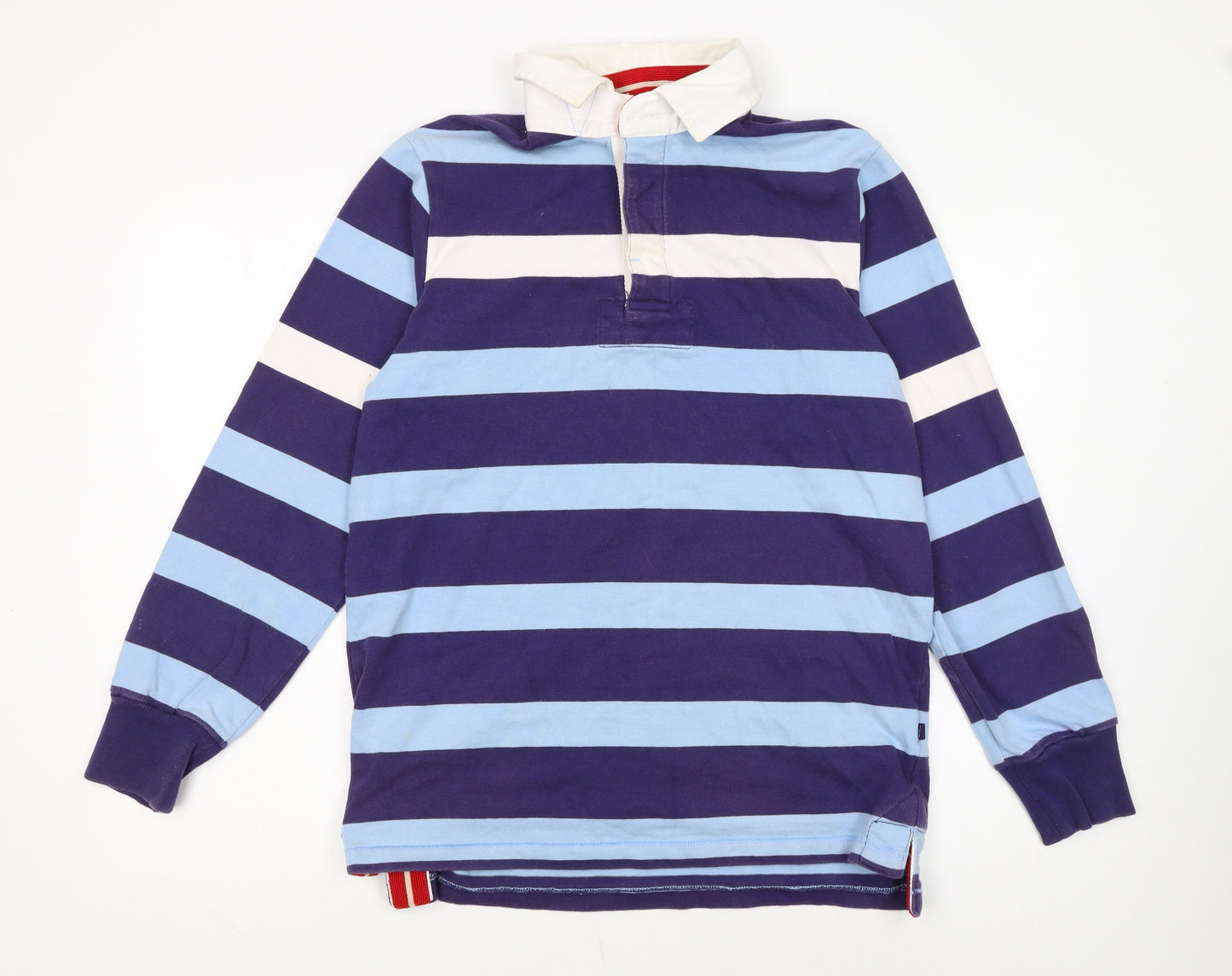Boden Men’s Blue Striped Long Sleeve Rugby Polo Shirt Size S