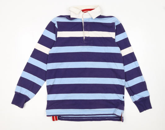 Boden Men’s Blue Striped Long Sleeve Rugby Polo Shirt Size S