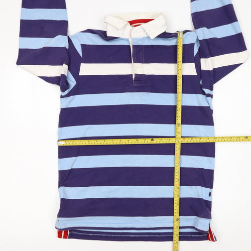 Boden Men’s Blue Striped Long Sleeve Rugby Polo Shirt Size S