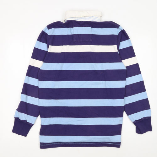 Boden Men’s Blue Striped Long Sleeve Rugby Polo Shirt Size S