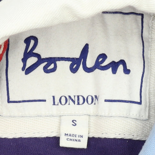 Boden Men’s Blue Striped Long Sleeve Rugby Polo Shirt Size S