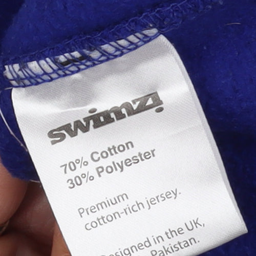Swimzi Men’s Blue XS Pullover Hoodie Sports Graphic Cotton Mix