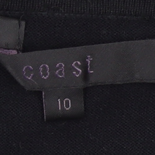 Coast Womens Black Size 10 Ruffle V-Neck Long Sleeve Cardigan