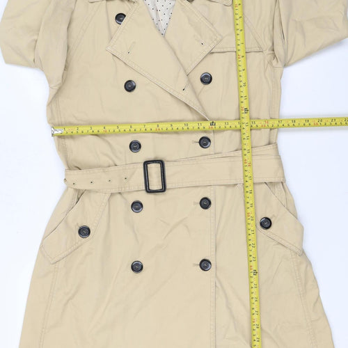 Zara Woman Beige Trench Coat Women's Size 12 Belted Cotton