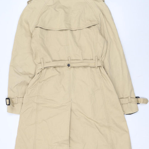 Zara Woman Beige Trench Coat Women's Size 12 Belted Cotton