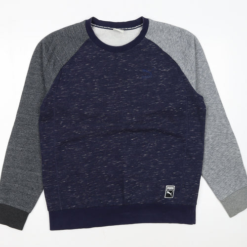 Puma Men Blue Grey Crew Neck Pullover Sweatshirt Size M