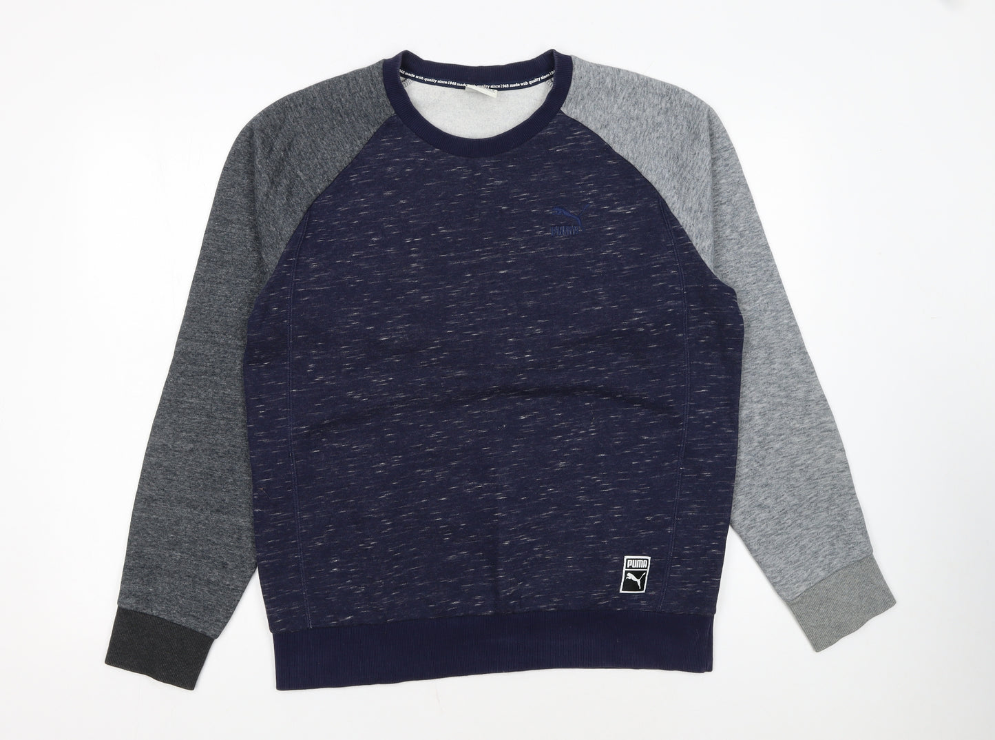 Puma Men Blue Grey Crew Neck Pullover Sweatshirt Size M