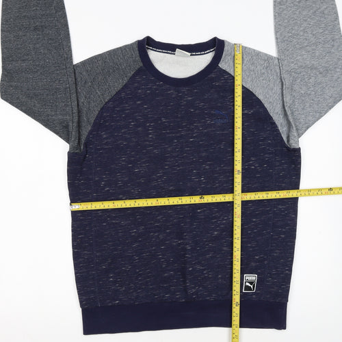 Puma Men Blue Grey Crew Neck Pullover Sweatshirt Size M