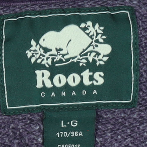 Roots Canada Womens Purple Full Zip Hoodie Size L Cotton Blend