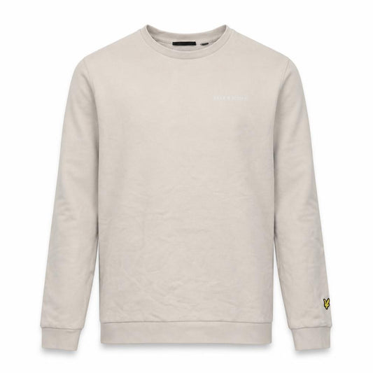 Front view of Lyle & Scott boys’ beige cotton crew neck logo sweatshirt 14-15 years