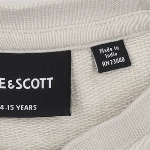 Lyle & Scott Boys Beige Cotton Crew Neck Logo Sweatshirt 14-15 Years