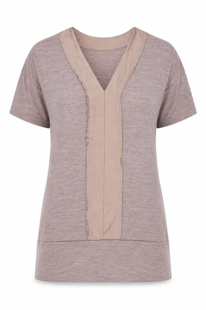 Front view of Max women’s brown xs shift dress wool v-neck short sleeve