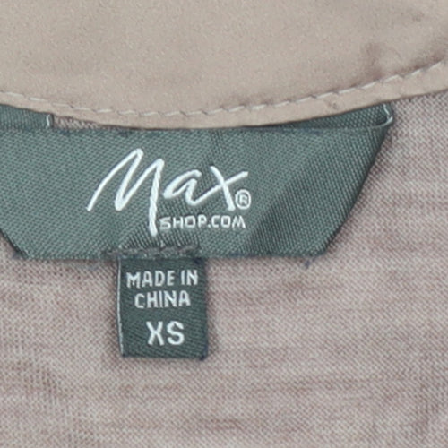 Max Womens Brown XS Shift Dress Wool V-Neck Short Sleeve