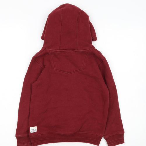 FatFace Boys Red Land Rover Hoodie 5-6 Years Pullover Cotton Fleece