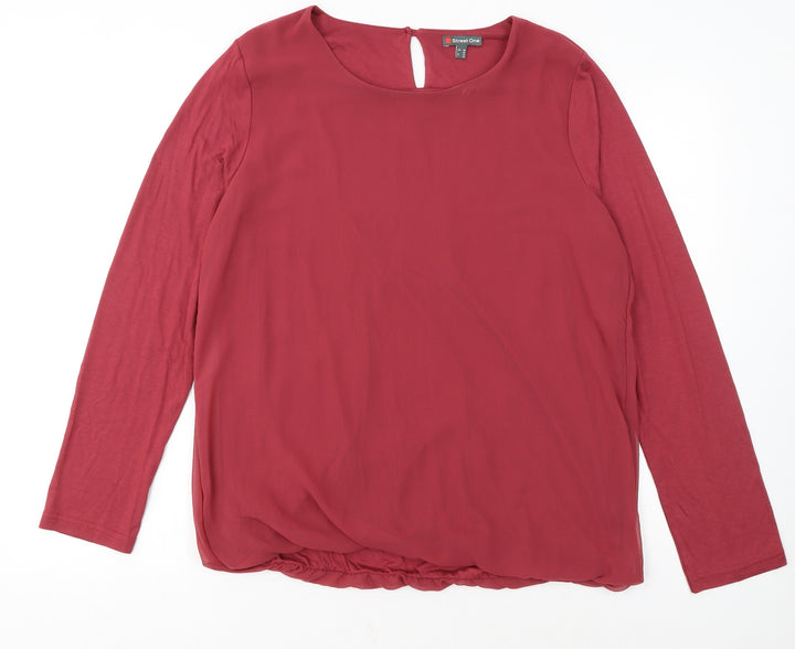 Street One Women's Red Long Sleeve Blouse Size 14 Polyester