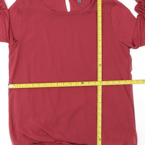 Street One Women's Red Long Sleeve Blouse Size 14 Polyester