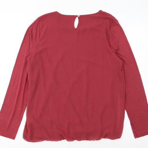 Street One Women's Red Long Sleeve Blouse Size 14 Polyester