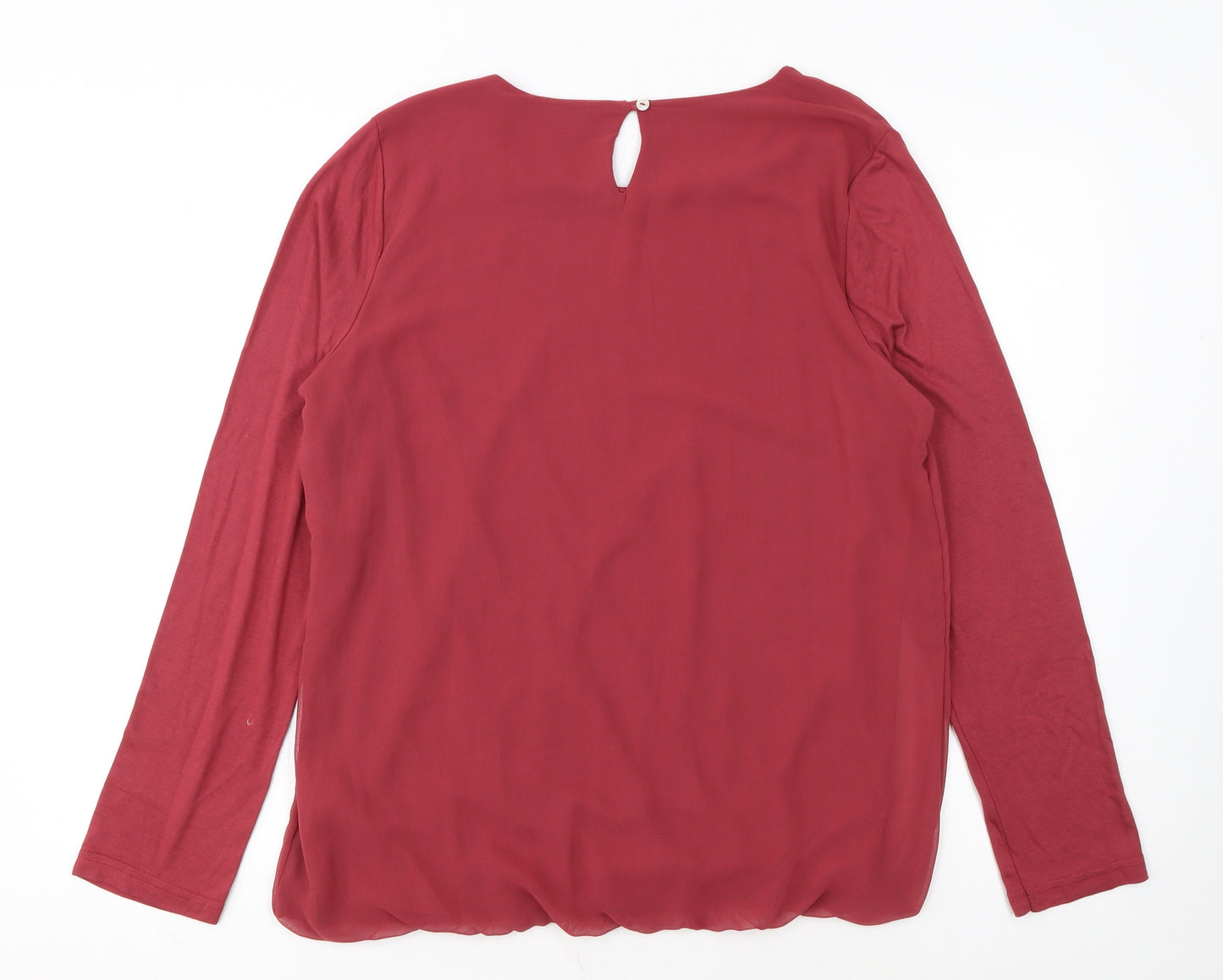 Street One Women's Red Long Sleeve Blouse Size 14 Polyester