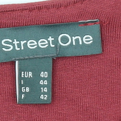 Street One Women's Red Long Sleeve Blouse Size 14 Polyester