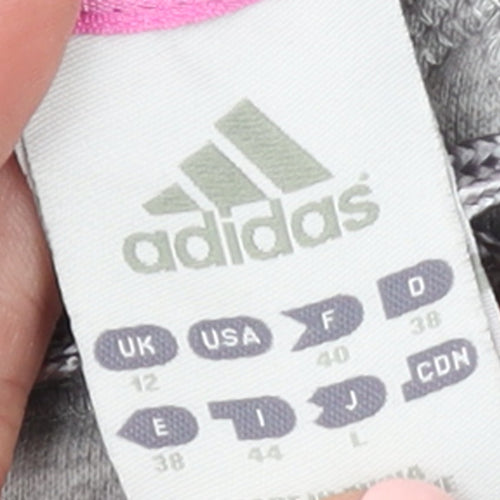 Adidas Womens Grey Pink Hooded Pullover Hoodie Size 12