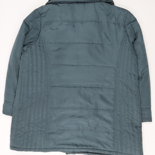 JBC Collection Womens Blue Long Puffer Coat Size 24 Faux Fur Collar