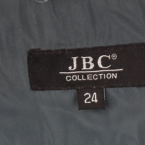 JBC Collection Womens Blue Long Puffer Coat Size 24 Faux Fur Collar
